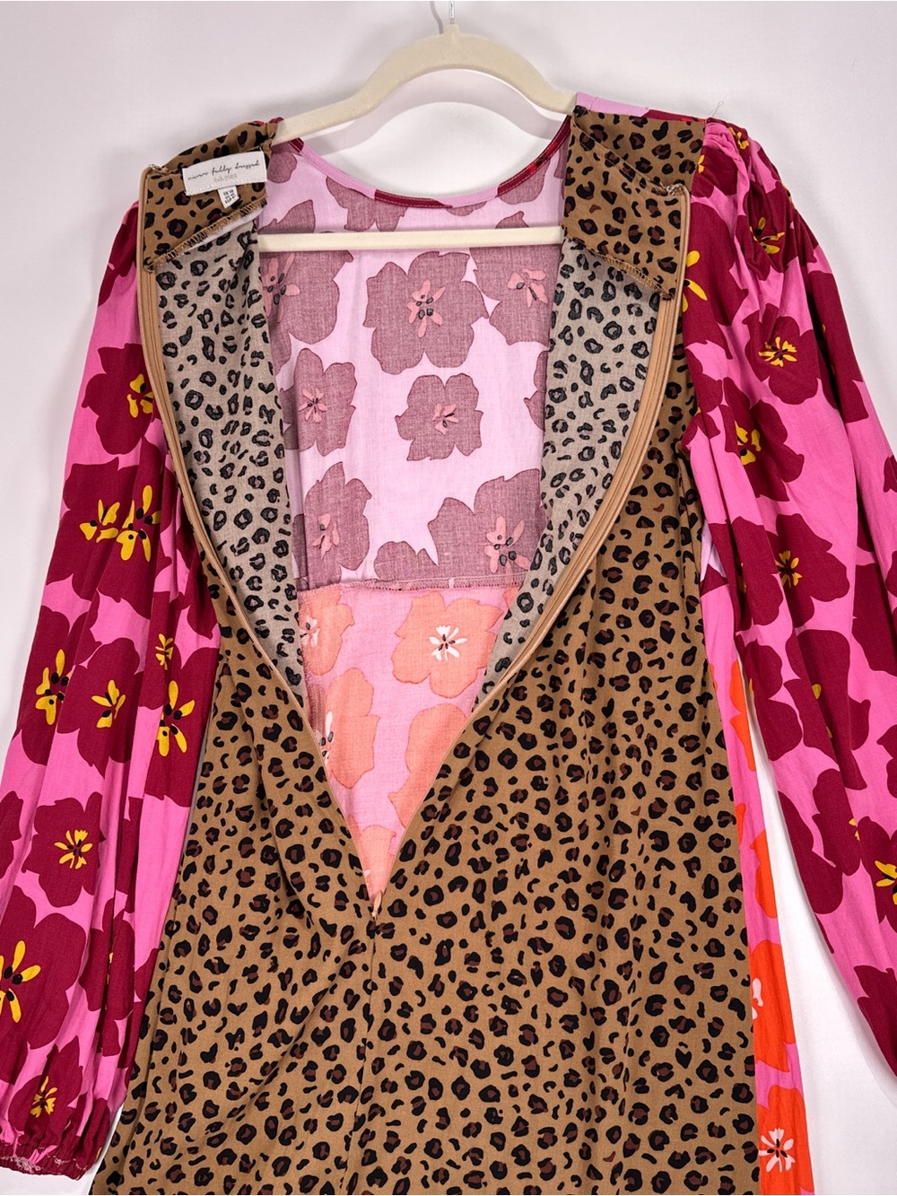 Never Fully Dressed Mixed Print Floral Leopard Balloon Sleeve Maxi Pink Size 10 - Picture 6 of 15